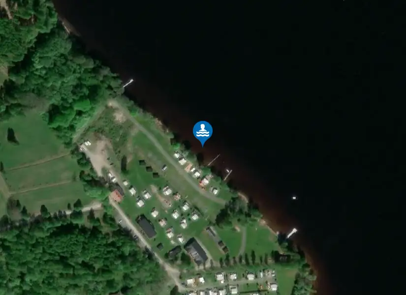 Norasjön, Gustavsbergs camping från satellit