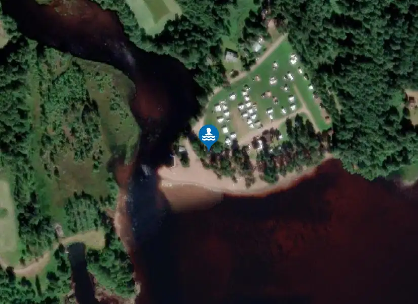 Orsasjön, Våmhus badplats från satellit