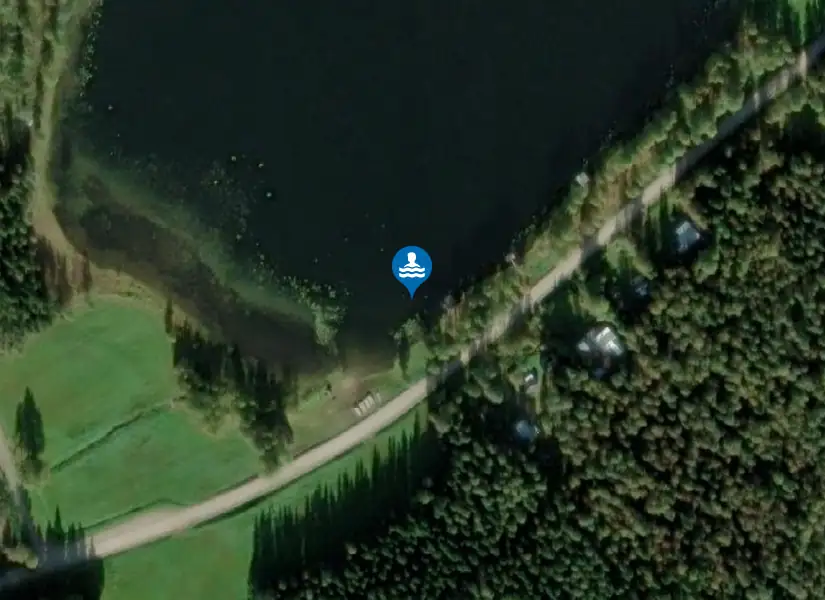 Snålltjärns badplats från satellit