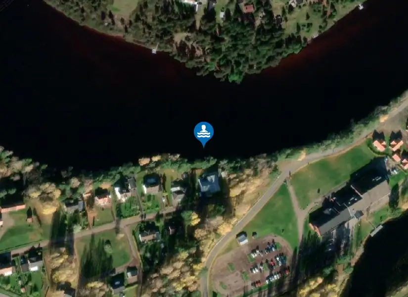 Österdalälven, Mora Camping från satellit