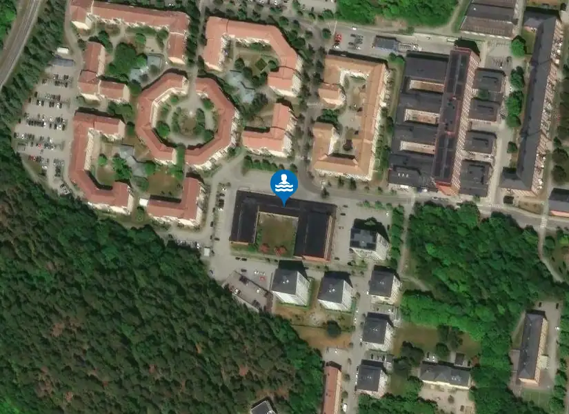 Beckomberga sim- och idrottshall från satellit