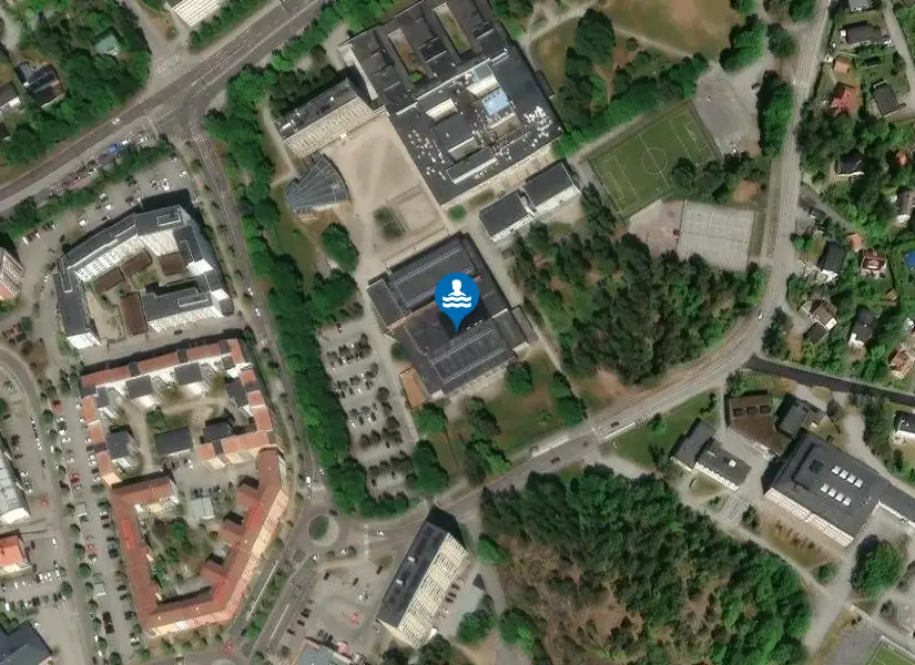 Huddingehallen från satellit