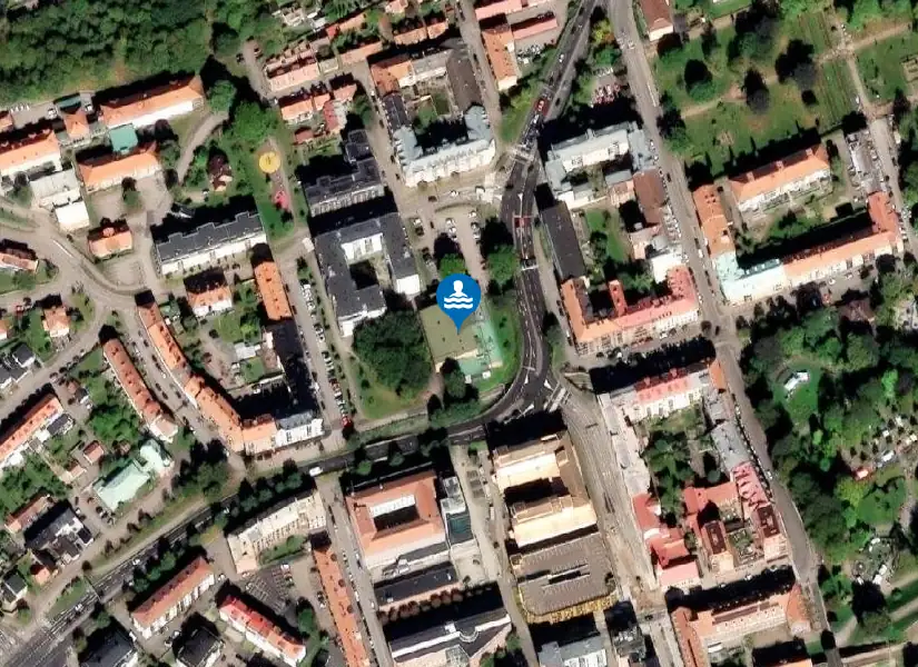 Actic Simhallsbadet City från satellit