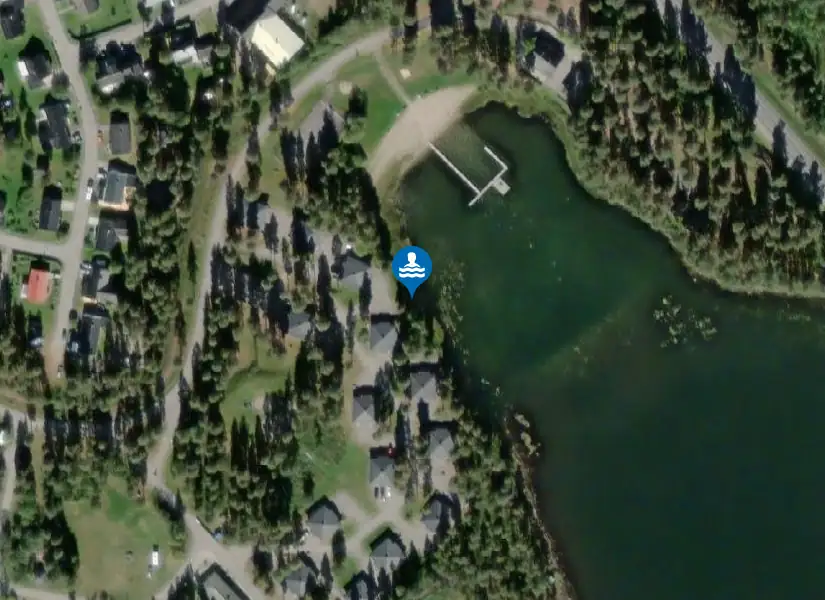 Camp Geilas strandbad från satellit