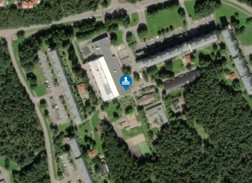 Rannebergsbadet & sporthall från satellit