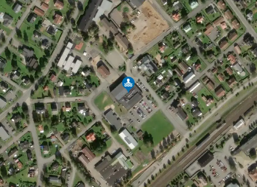 Vaggeryds sim- och sporthall från satellit
