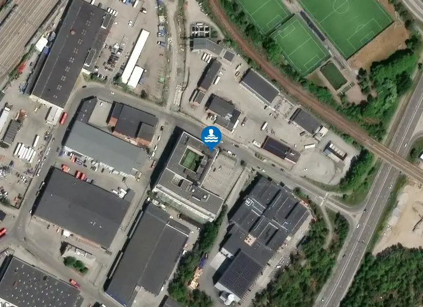 Vattenhuset Älvsjö från satellit