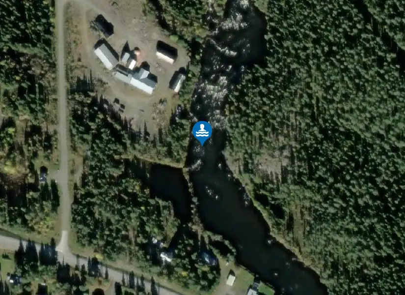 Slussfors badplats från satellit