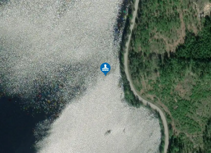 Badplats Holmedalssjön från satellit