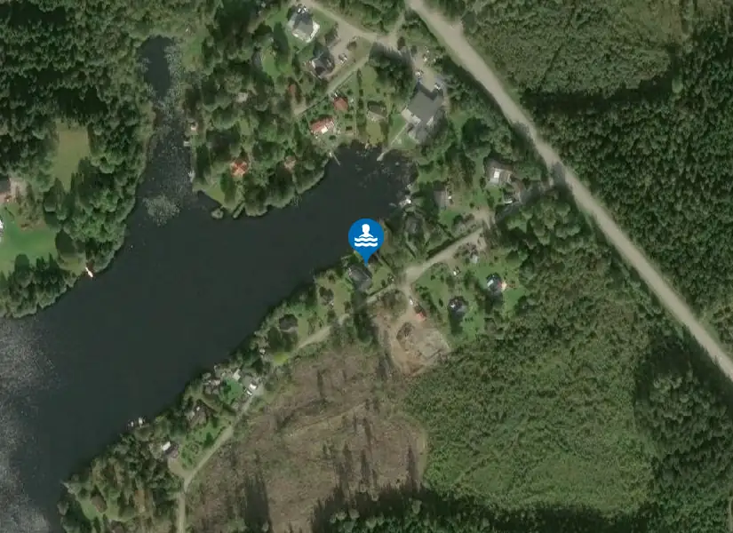Skansasjöns badplats från satellit