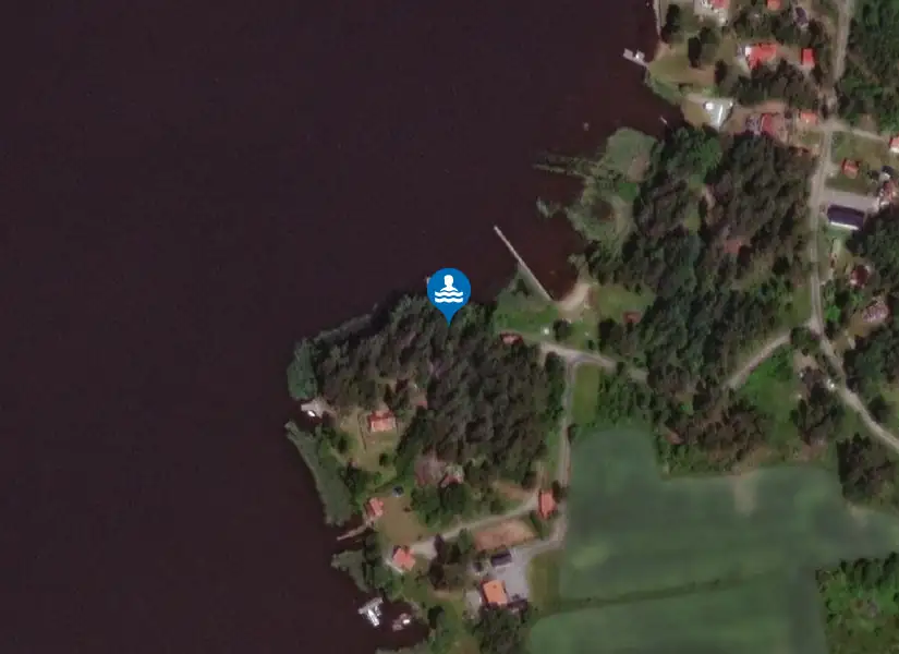Mora badplats från satellit