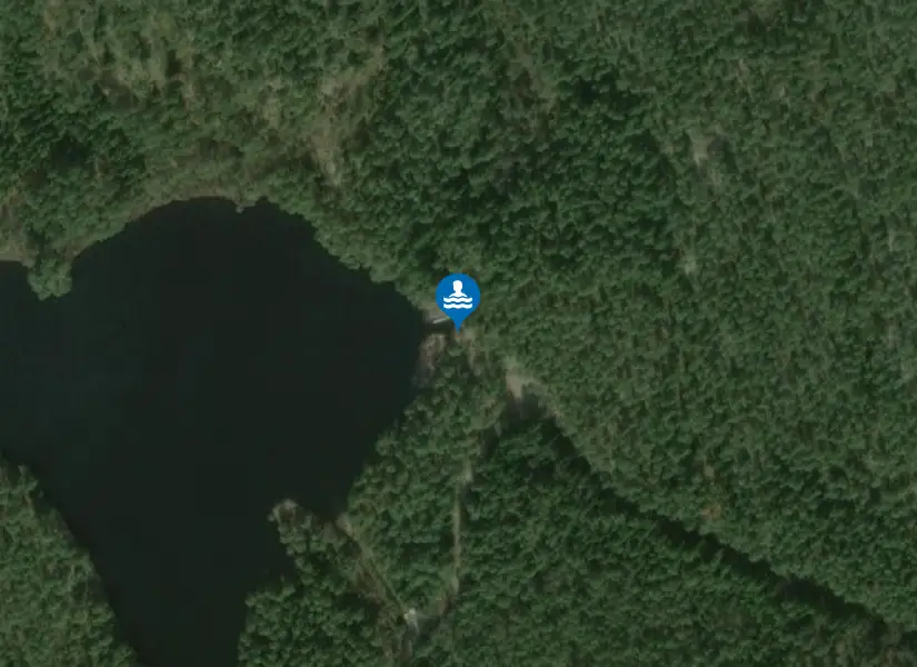 Strussjöskogens badplats från satellit