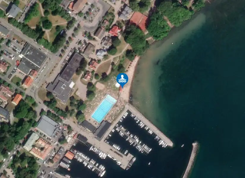 Strandbadet i Hjo från satellit