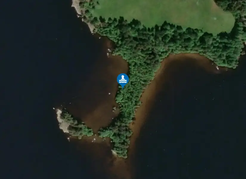 Bjuggö badplats från satellit