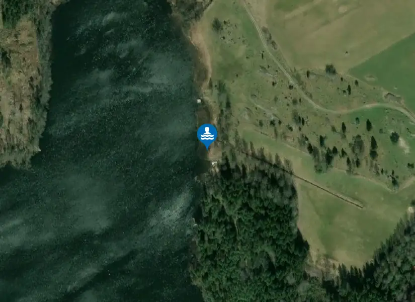 Transjöns badplats från satellit