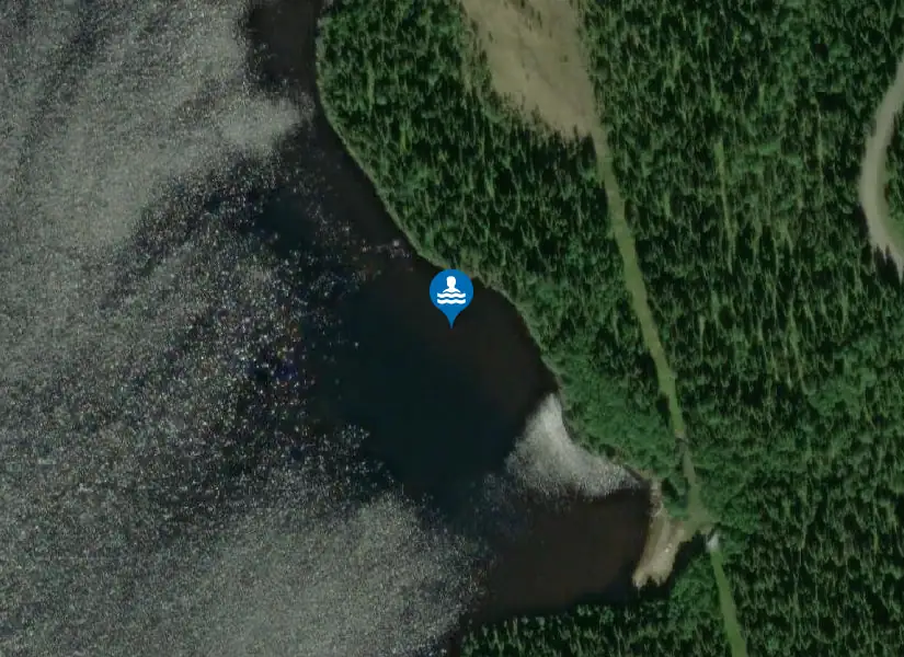 Gunnarvattnets badplats från satellit