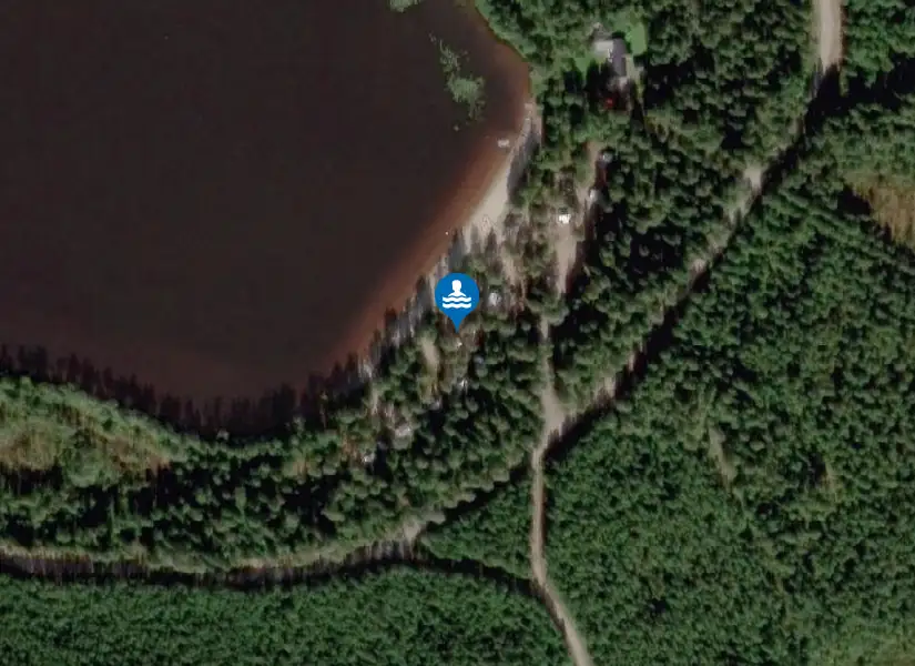 Mickelträsk badplats från satellit