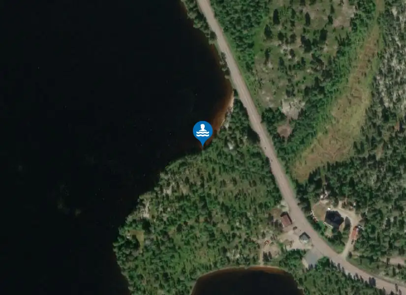 Flötningens badplats från satellit
