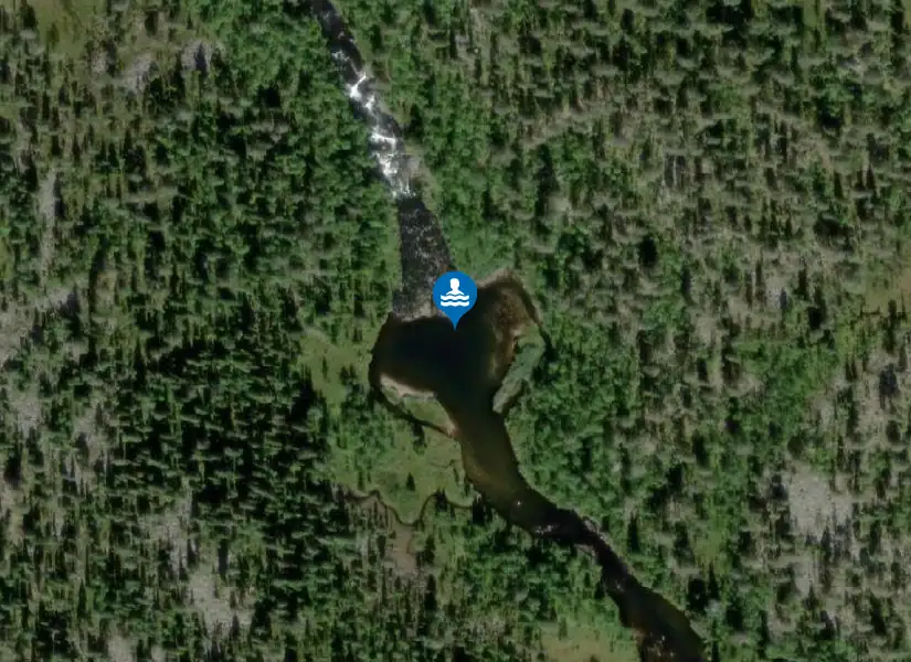 Grövelsjön, nedre fallet från satellit