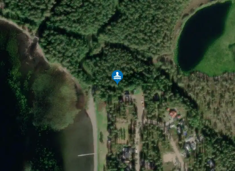 Mörtsjön, Stugun från satellit