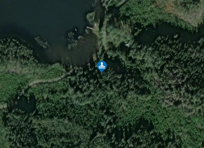 Skacksjöns badplats från satellit
