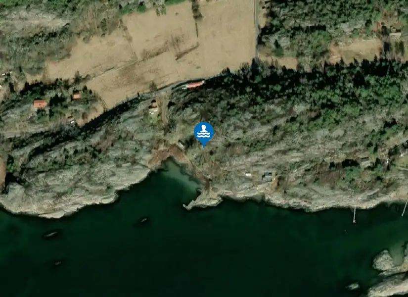 Olsby badplats från satellit
