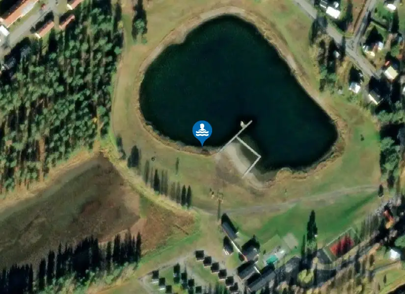 Badsjön, Sorsele camping från satellit